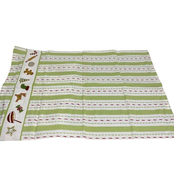 TAG Christmas Holiday Theme Tea Towels Set of 2 Natural Green & Red Hostess Gift - Picture 3 of 8